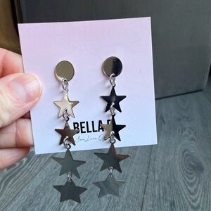 Bella B Celestial Silver Tiered Star Drop Earrings